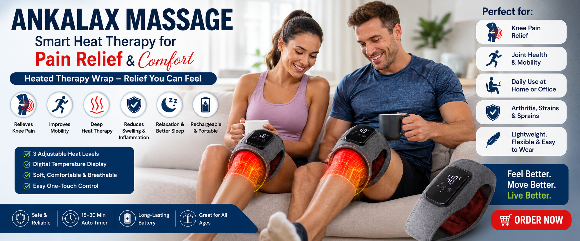Ankalax Massage smart heat therapy wrap for pain relief and comfort