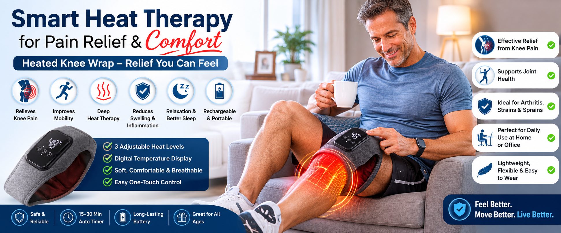Ankalax Massage heated knee wrap features and benefits overview